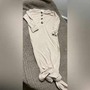 Cream Long Sleeve Buttoned gown